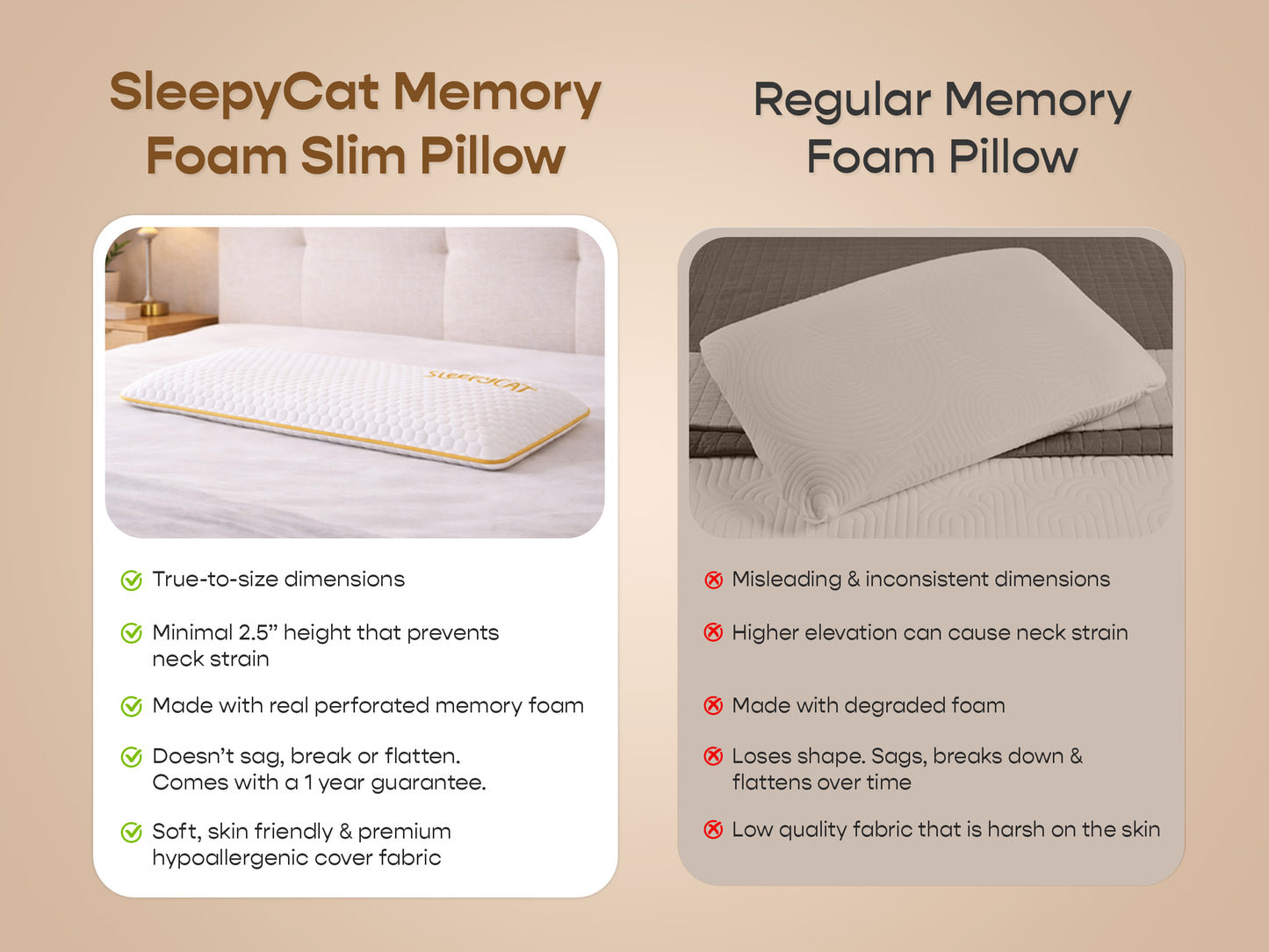 Memory Foam Slim Pillow