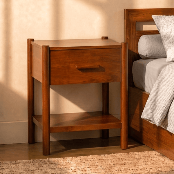 Warm wood tones, minimal design